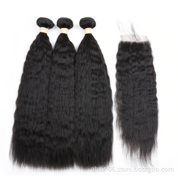 Mink brazilian virgin human hair bundles kinky straight with lace frontals,double drawn raw cuticle aligned hair bundles